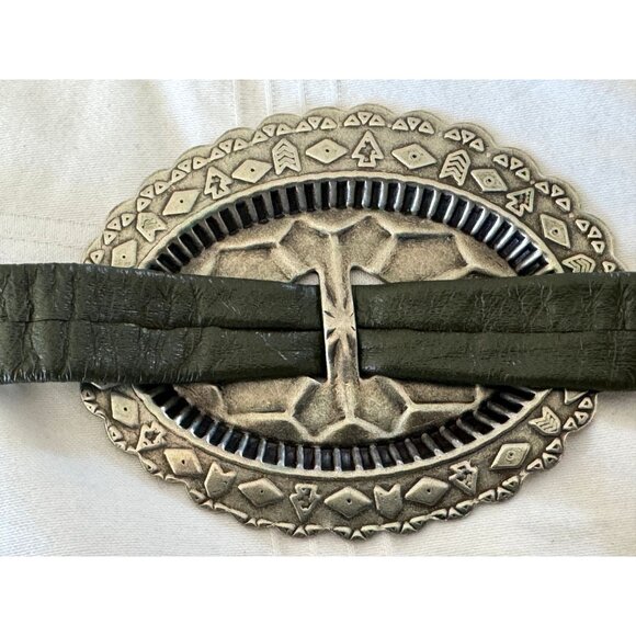 Vintage 1960\'s Set Concho Belt & Matching Clip On Earrings Genuine Leather main image 9